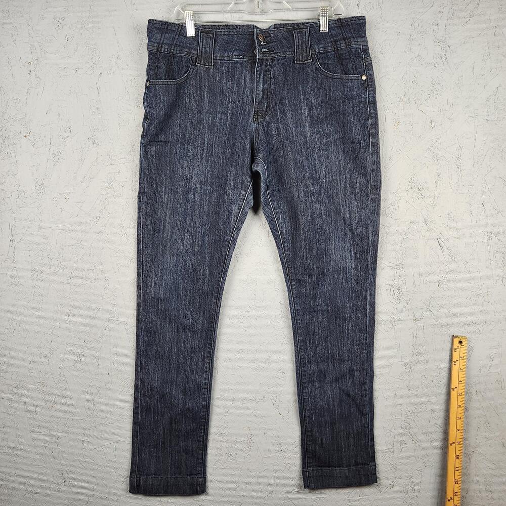 Kenneth Lopez Jeans Womens 16 Blue Dark Wash Stretch Denim Skinny Five Pocket